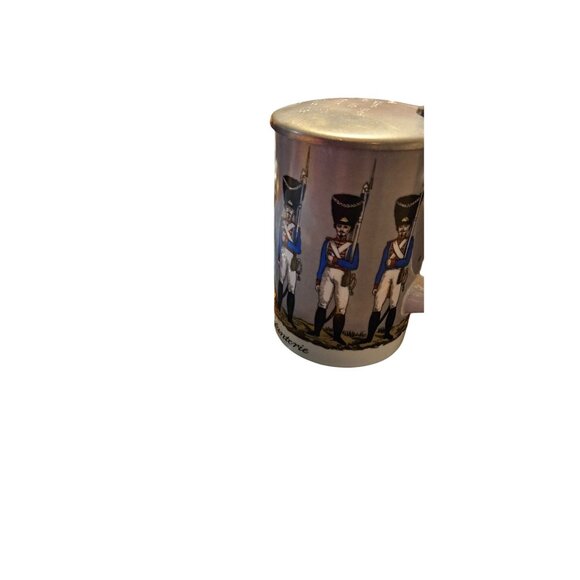 VINTAGE GERMAN LIDDED GLAZED POTTERY STEIN * ROYAL BAVARIAN INFANTRY * apx 9" - Picture 11 of 15